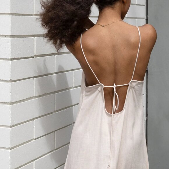 OAK + FORT Linen Blend Midi Dress Oatmeal – Size XS - Picture 3 of 16